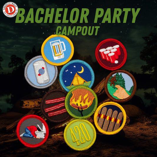 Bachelor Party Camping Demerit Badge Bundle - Fake Merit Badges